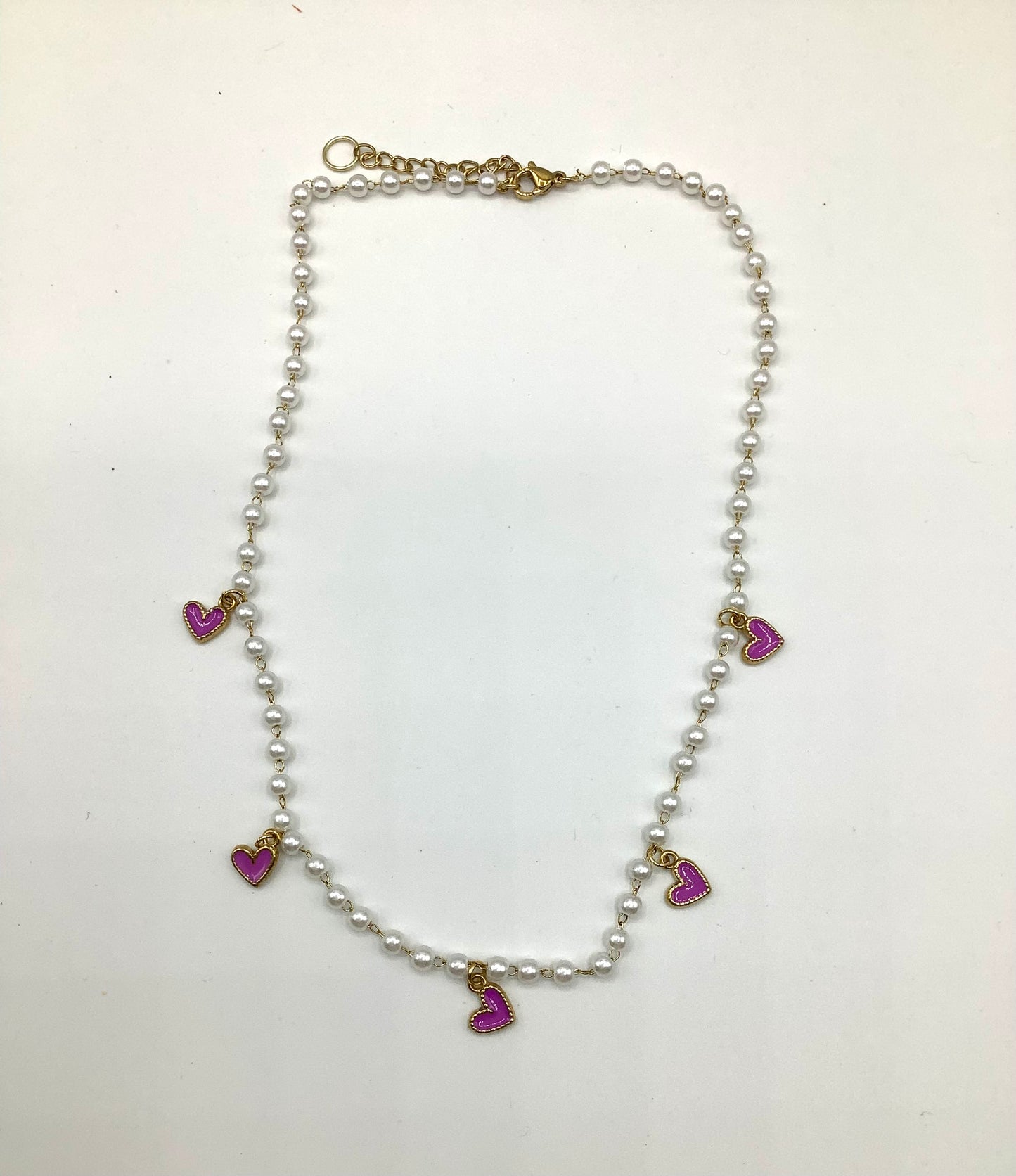 Collana perline e cuoricini