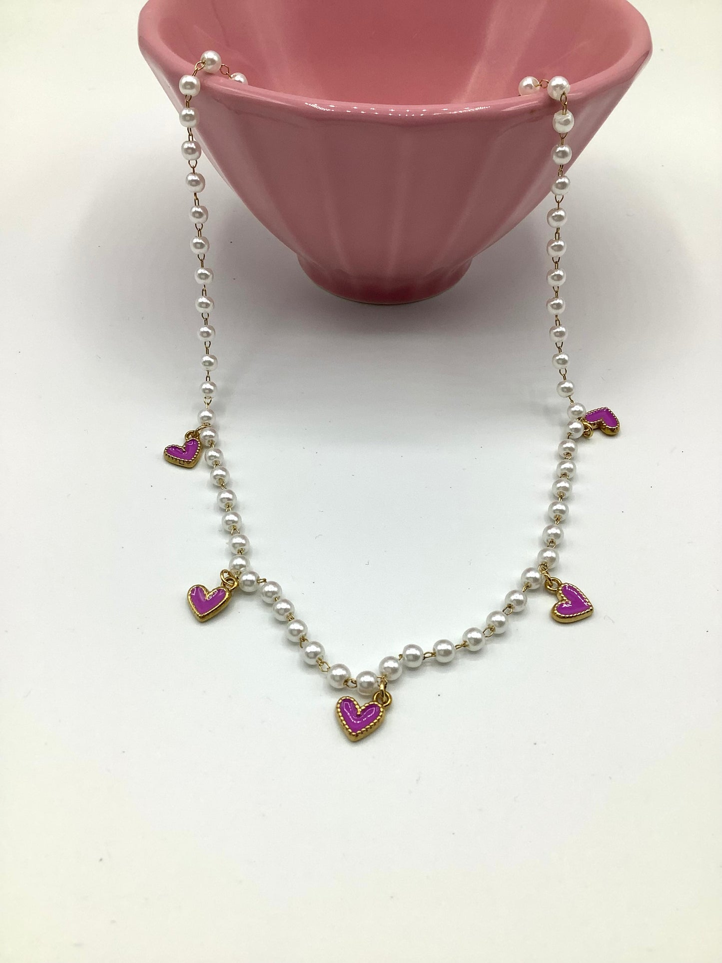 Collana perline e cuoricini